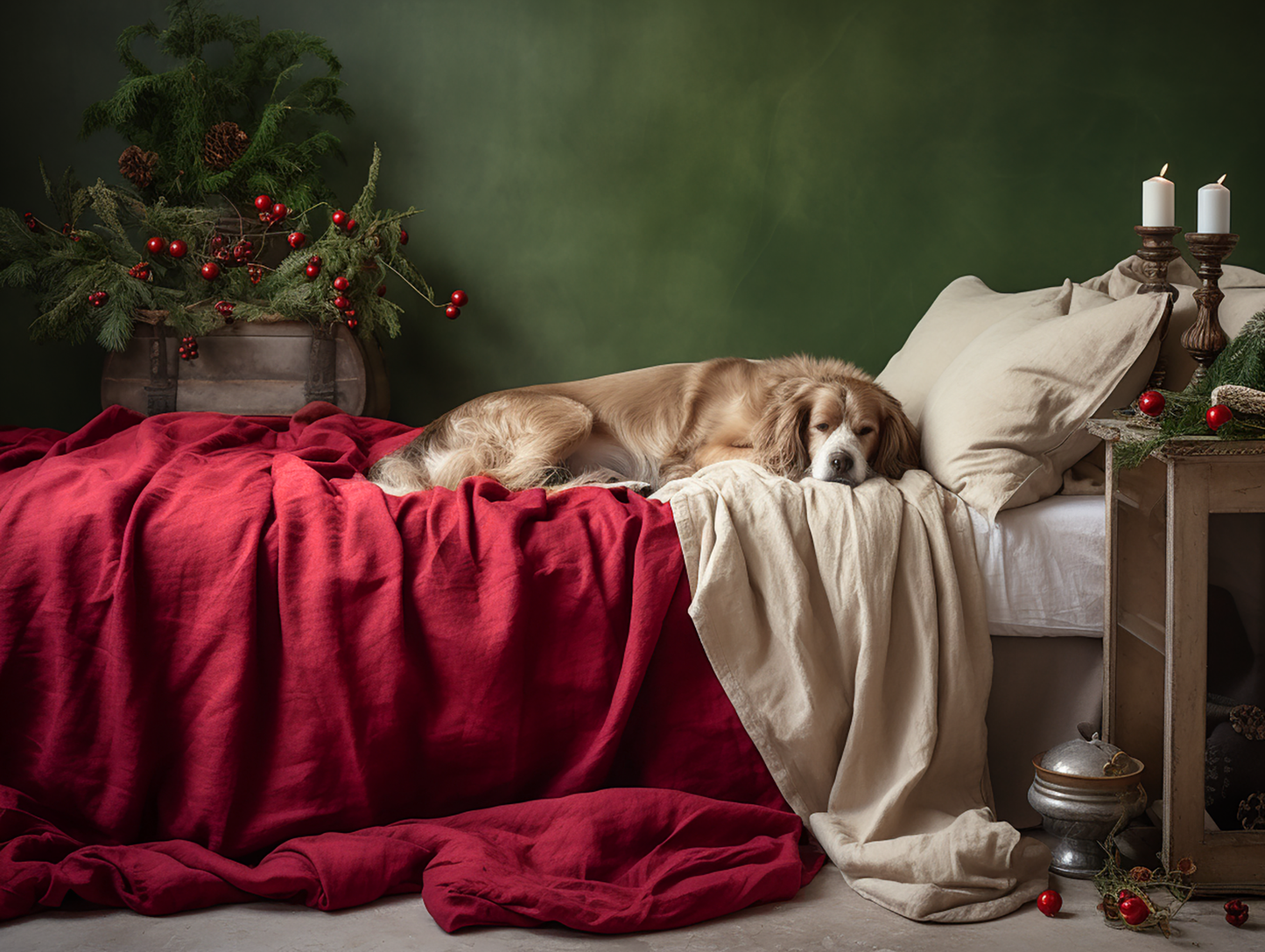 Christmas Maroon coverlet