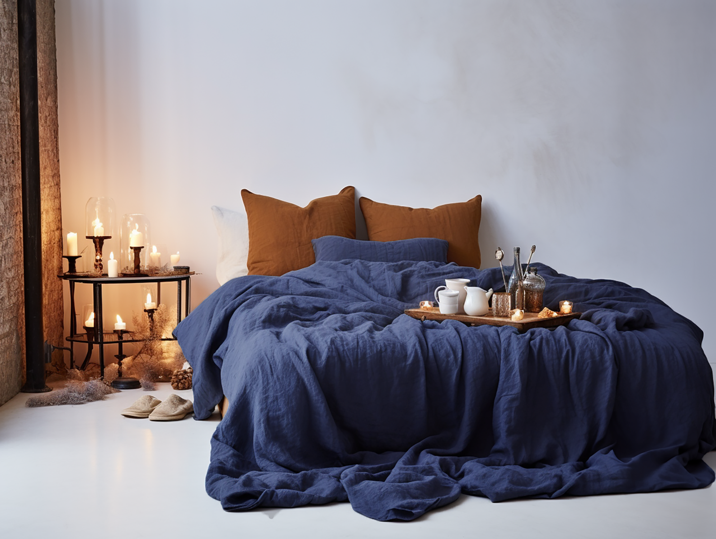 Christmas Indigo coverlet
