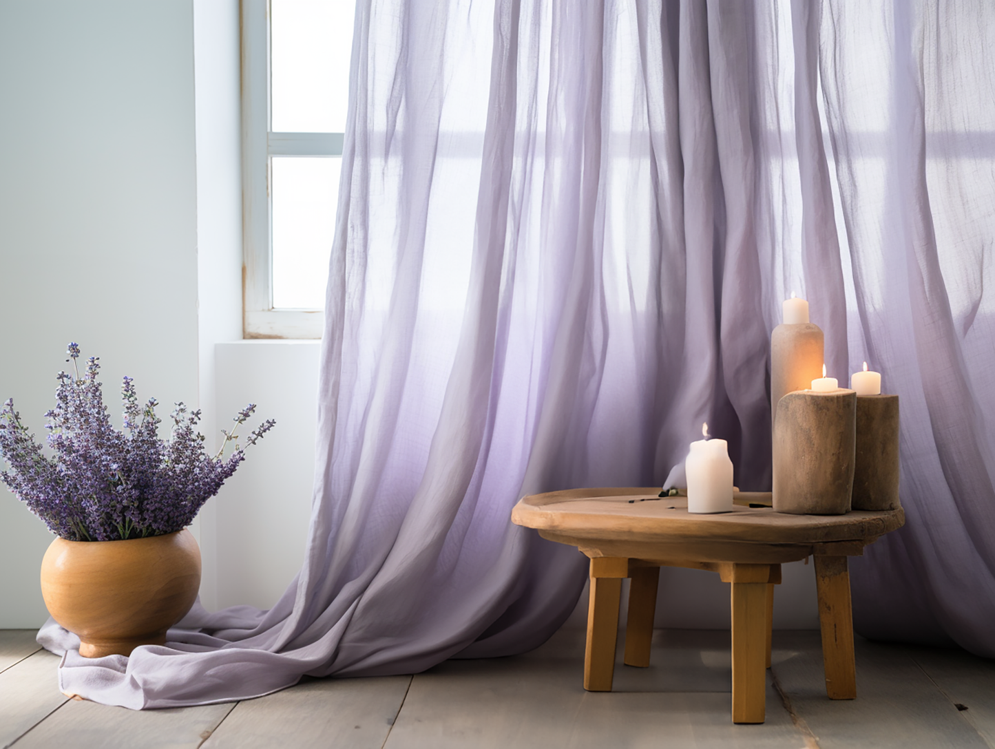 Lilac linen curtains