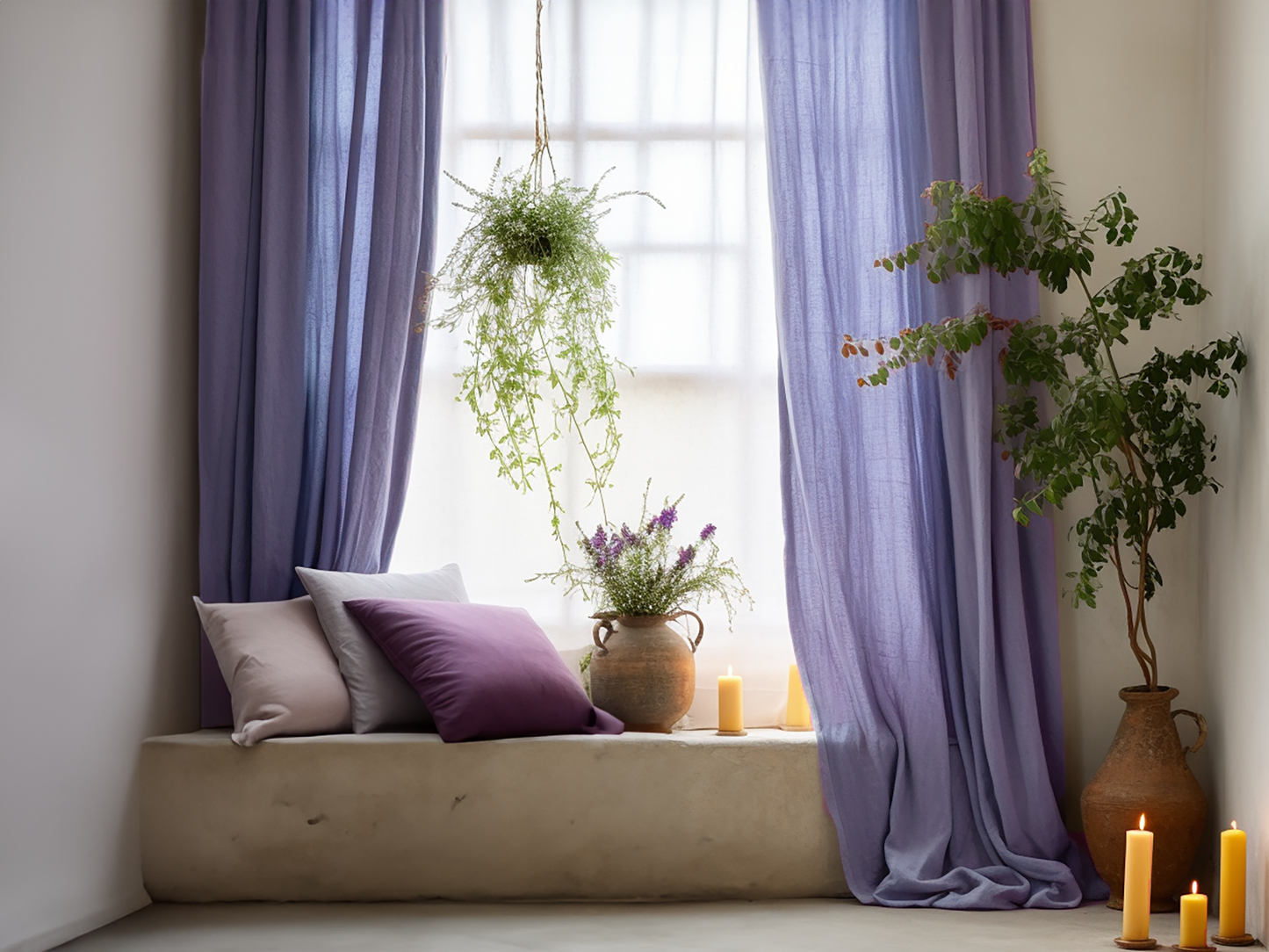 Lavender linen curtains