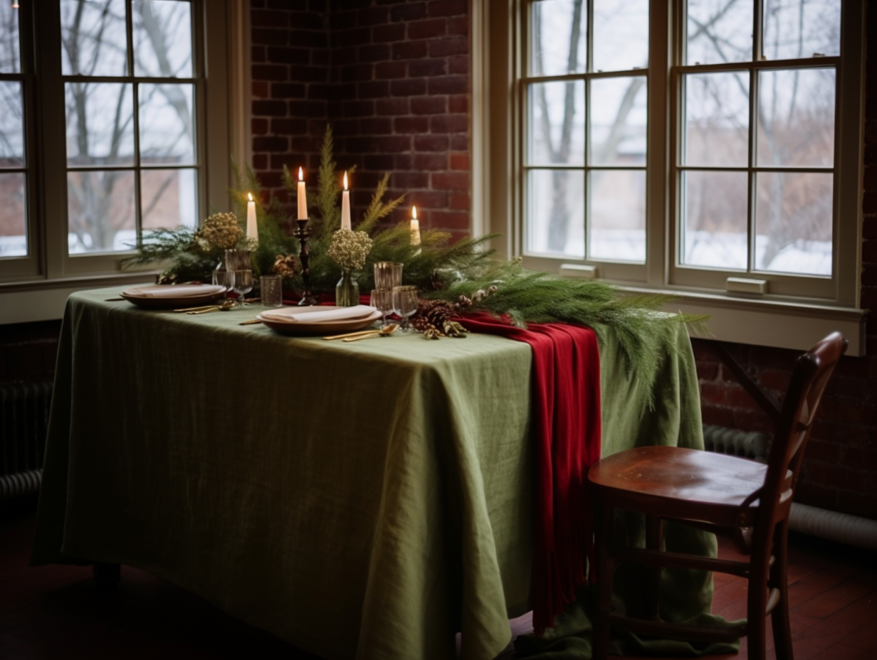 Dark olive tablecloth