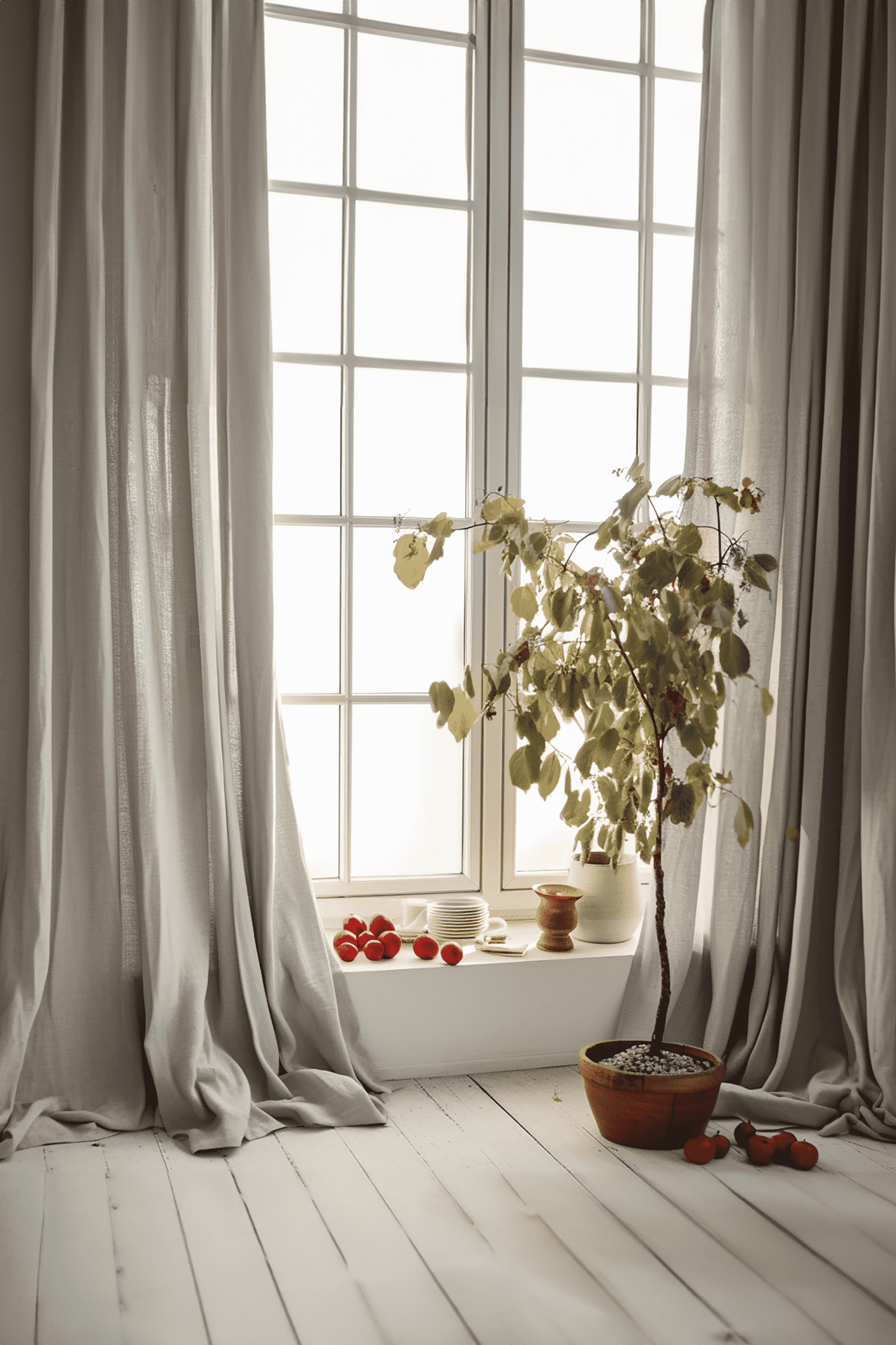 Light gray linen curtains