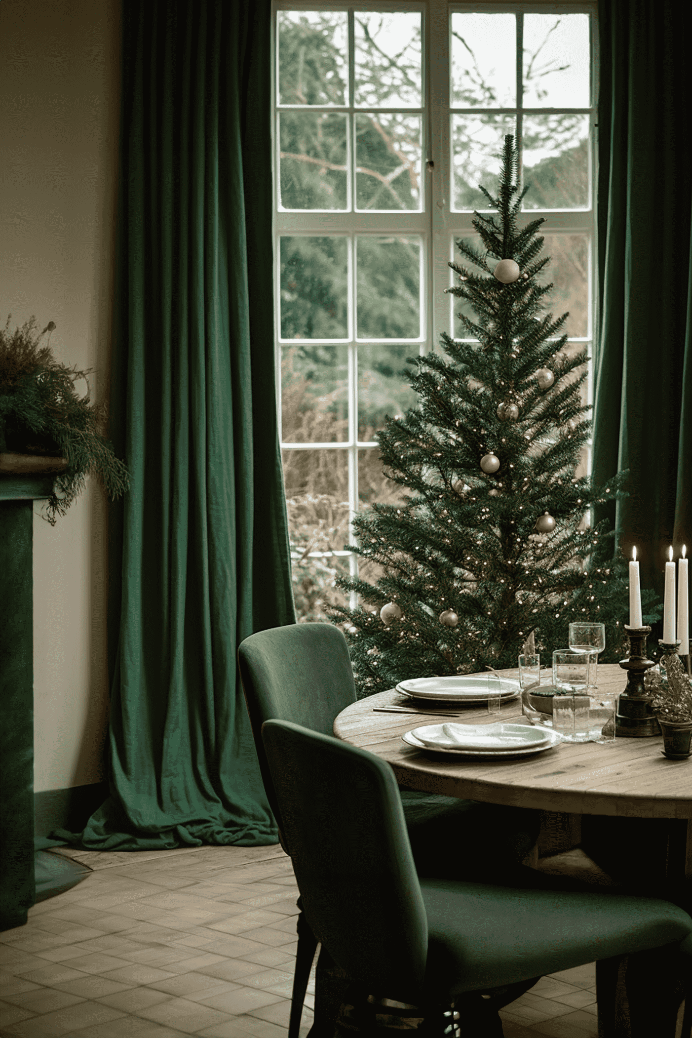 Forest green curtains