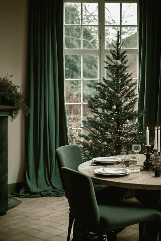 Forest green curtains