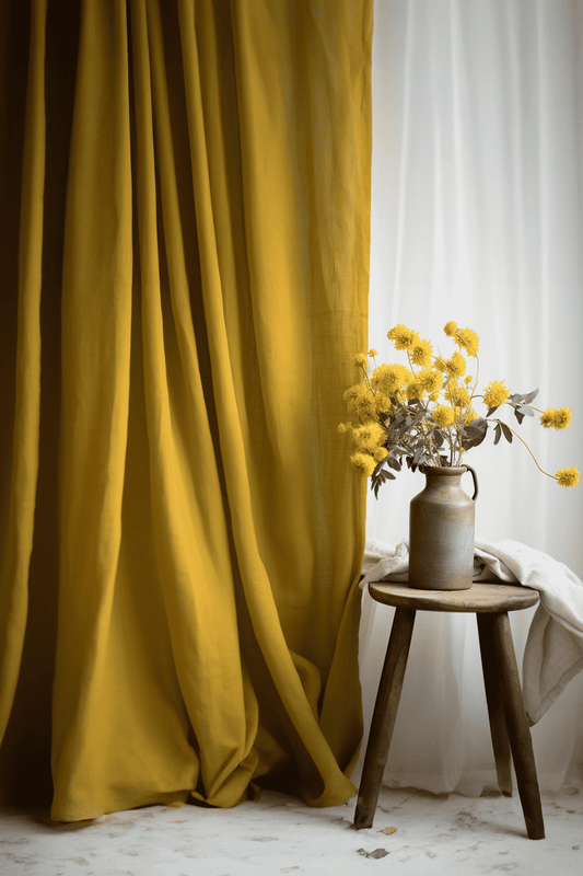 Mustard linen curtains