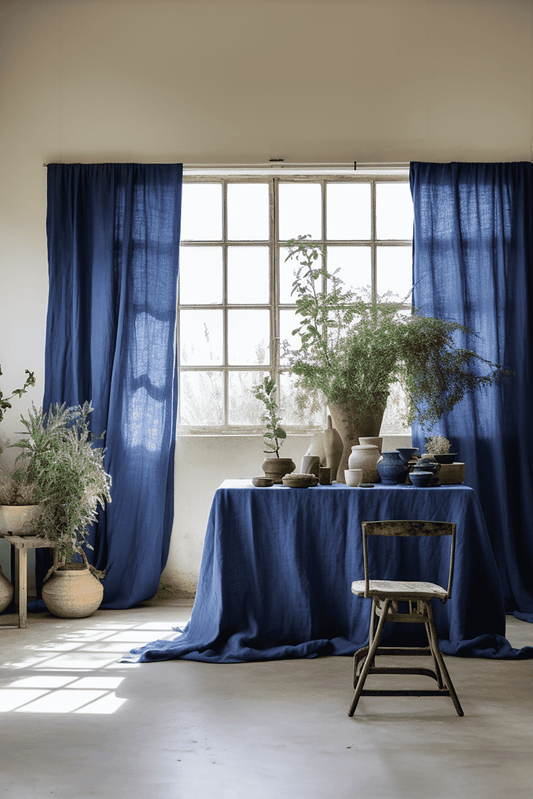 Indigo linen curtains