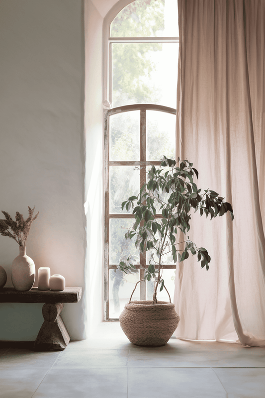 Dusty pink linen curtains