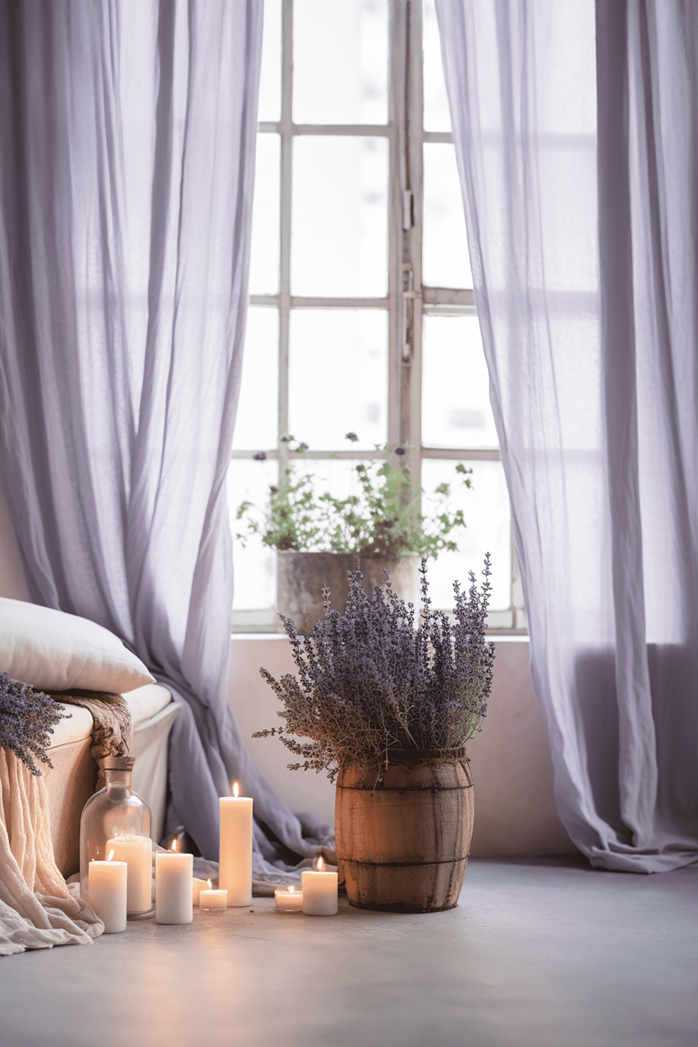 Lilac linen curtains