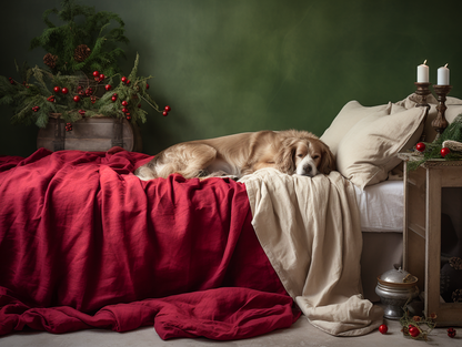 Christmas Maroon coverlet