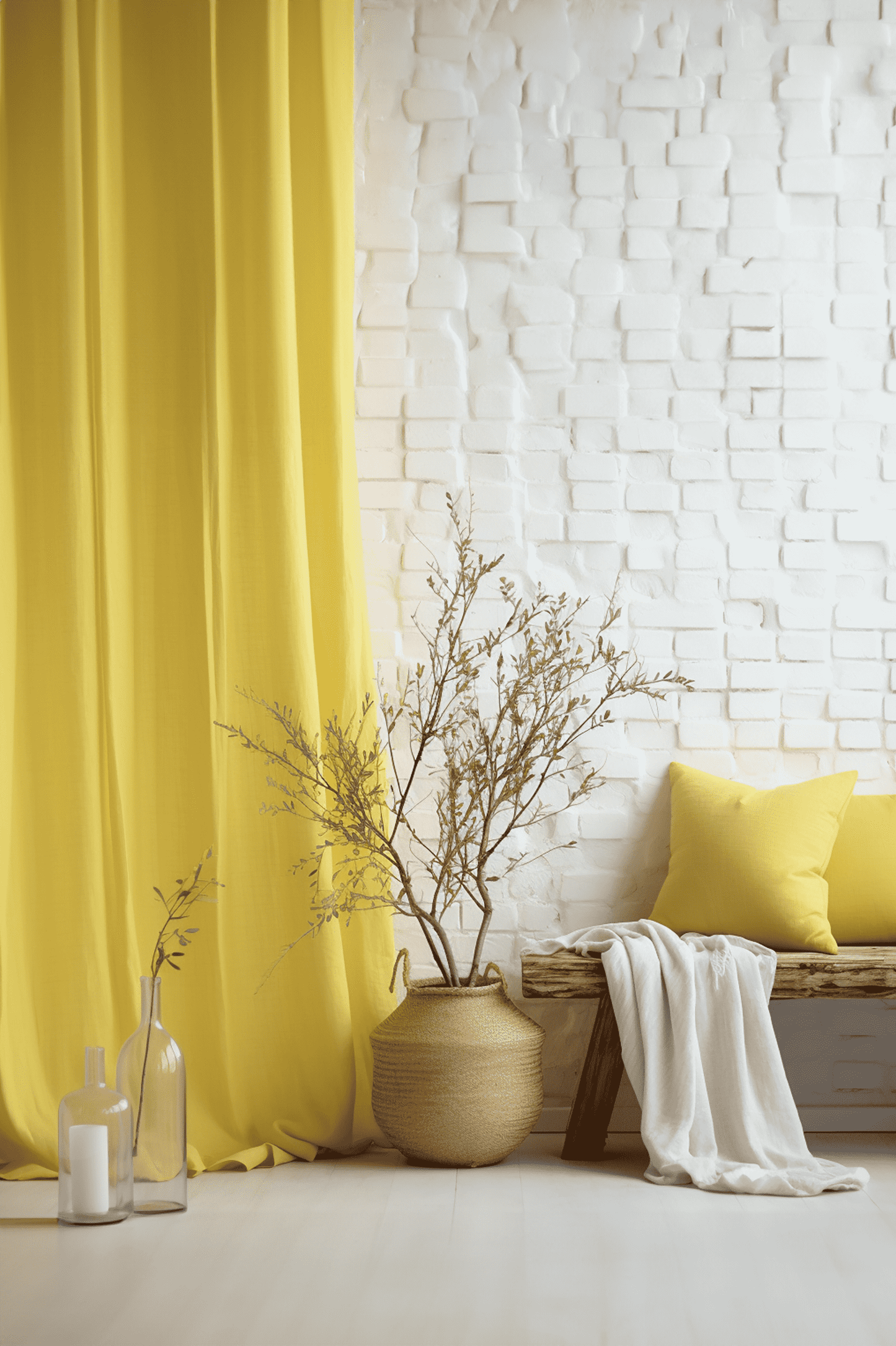 Lemon heavy weight linen curtains