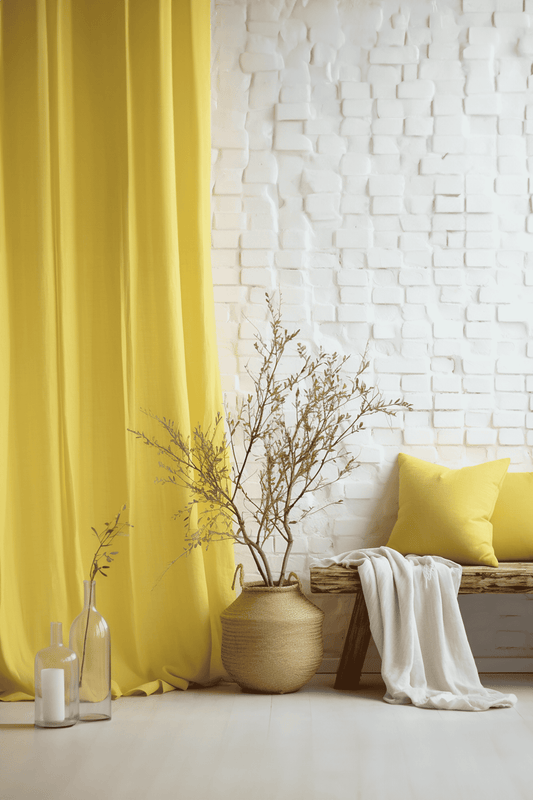 Lemon heavy weight linen curtains
