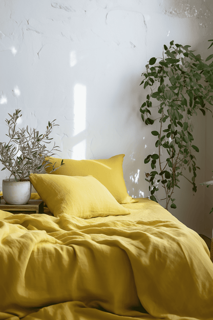 Lemon yellow heavy weight sheet set