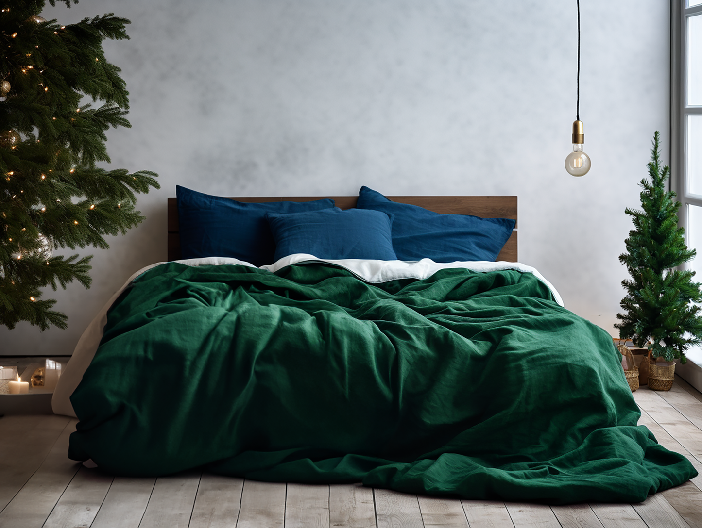 Christmas Forest green coverlet