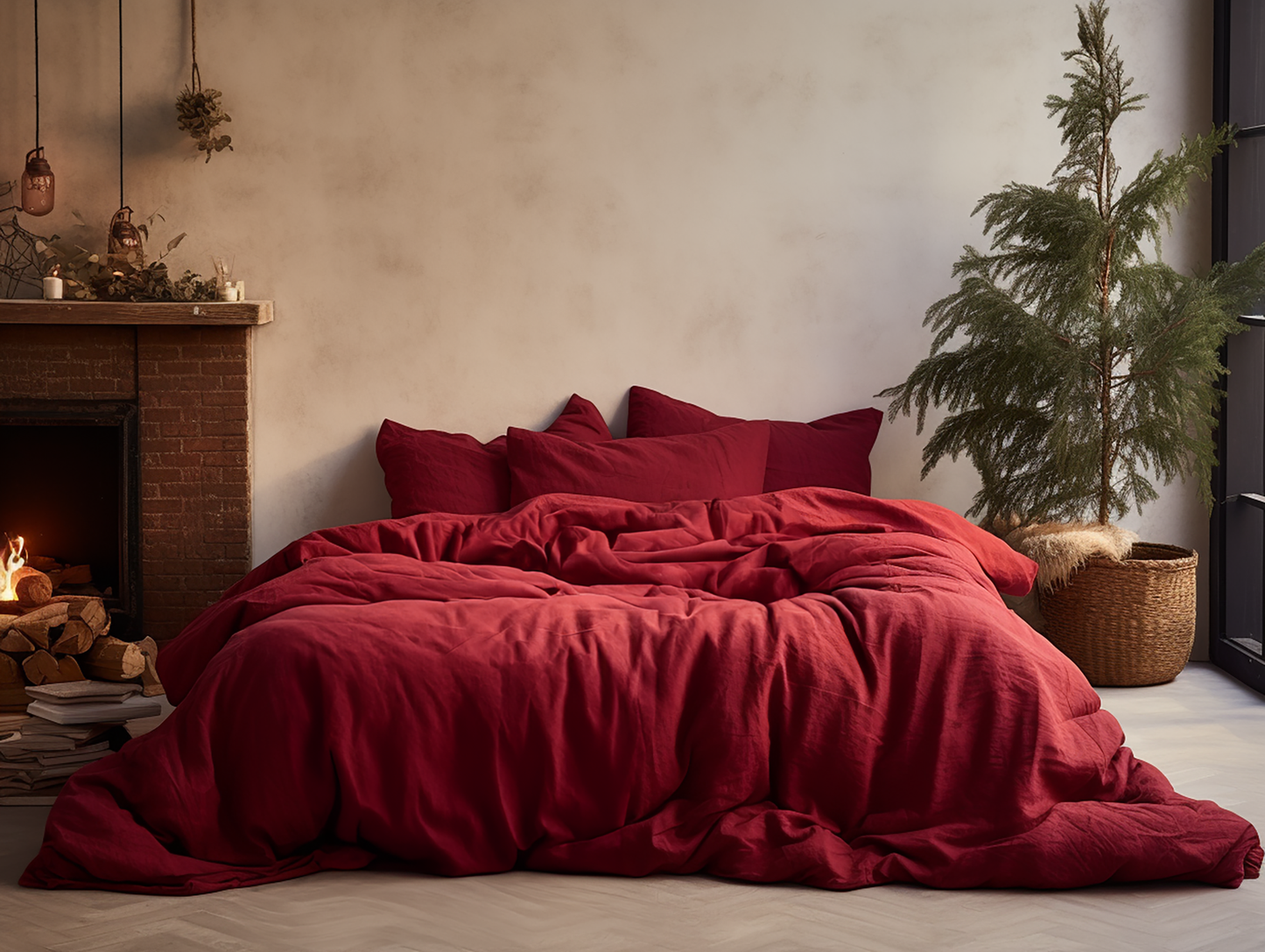 Christmas Maroon duvet cover