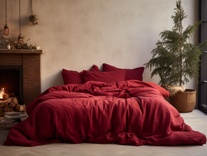 Christmas Maroon duvet cover
