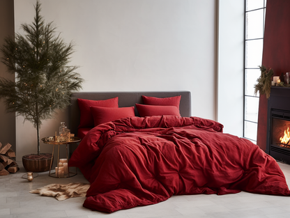 Christmas Maroon duvet cover