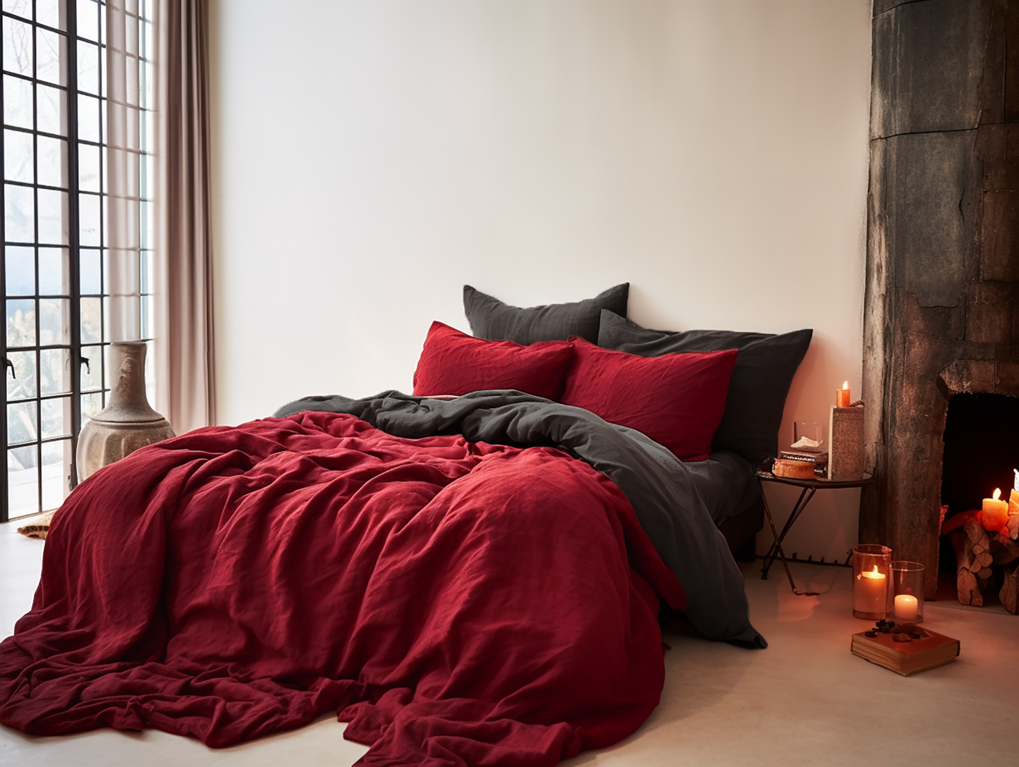 Christmas Maroon coverlet