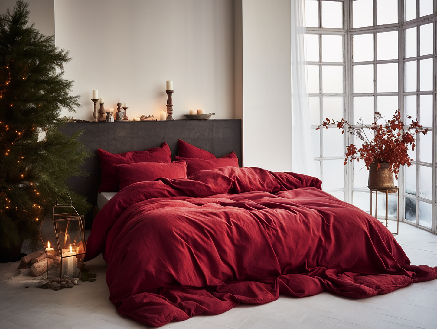 Christmas Maroon duvet cover