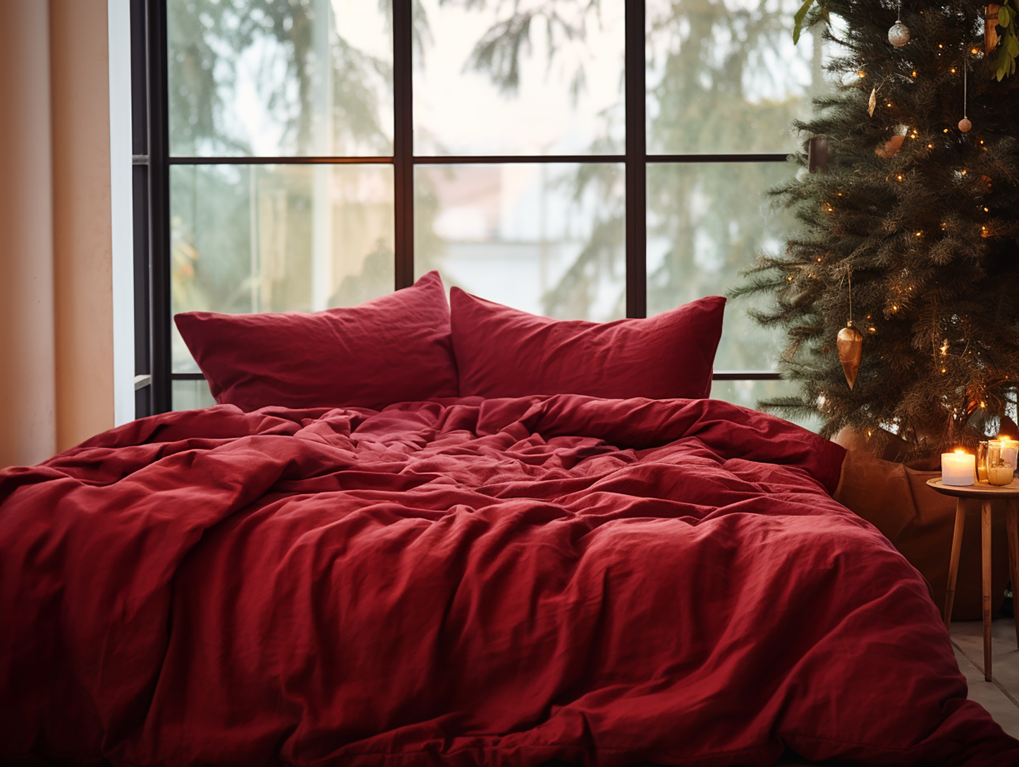 Christmas Maroon duvet cover