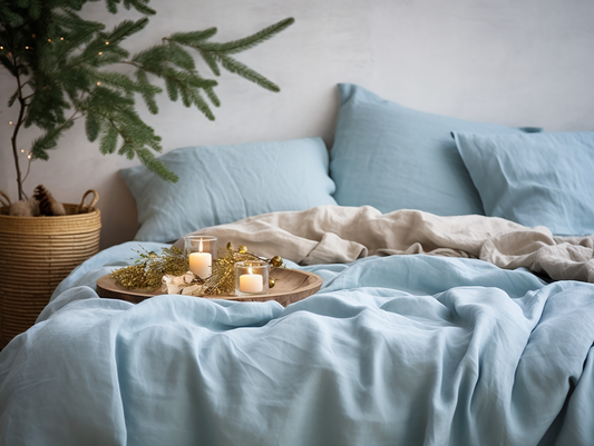 Christmas Sky blue coverlet