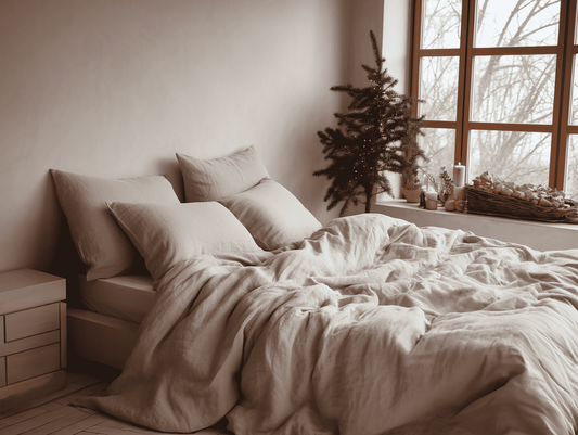 Christmas Undyed linen coverlet