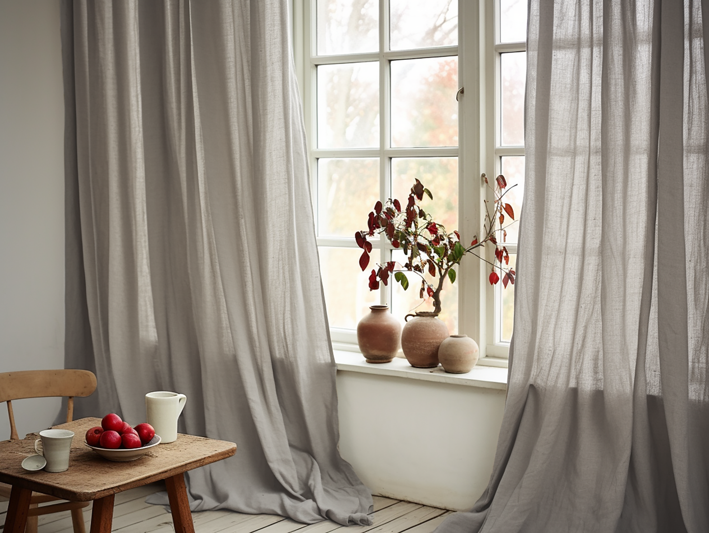 Light gray linen curtains