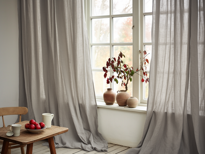 Light gray linen curtains