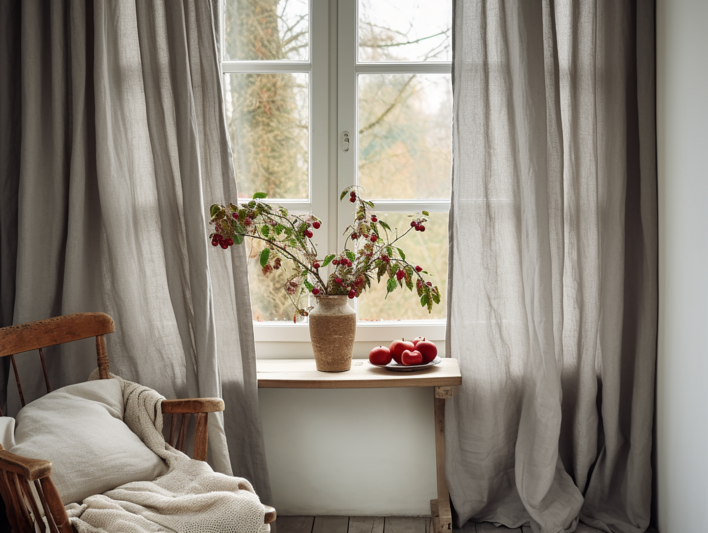 Light gray linen curtains