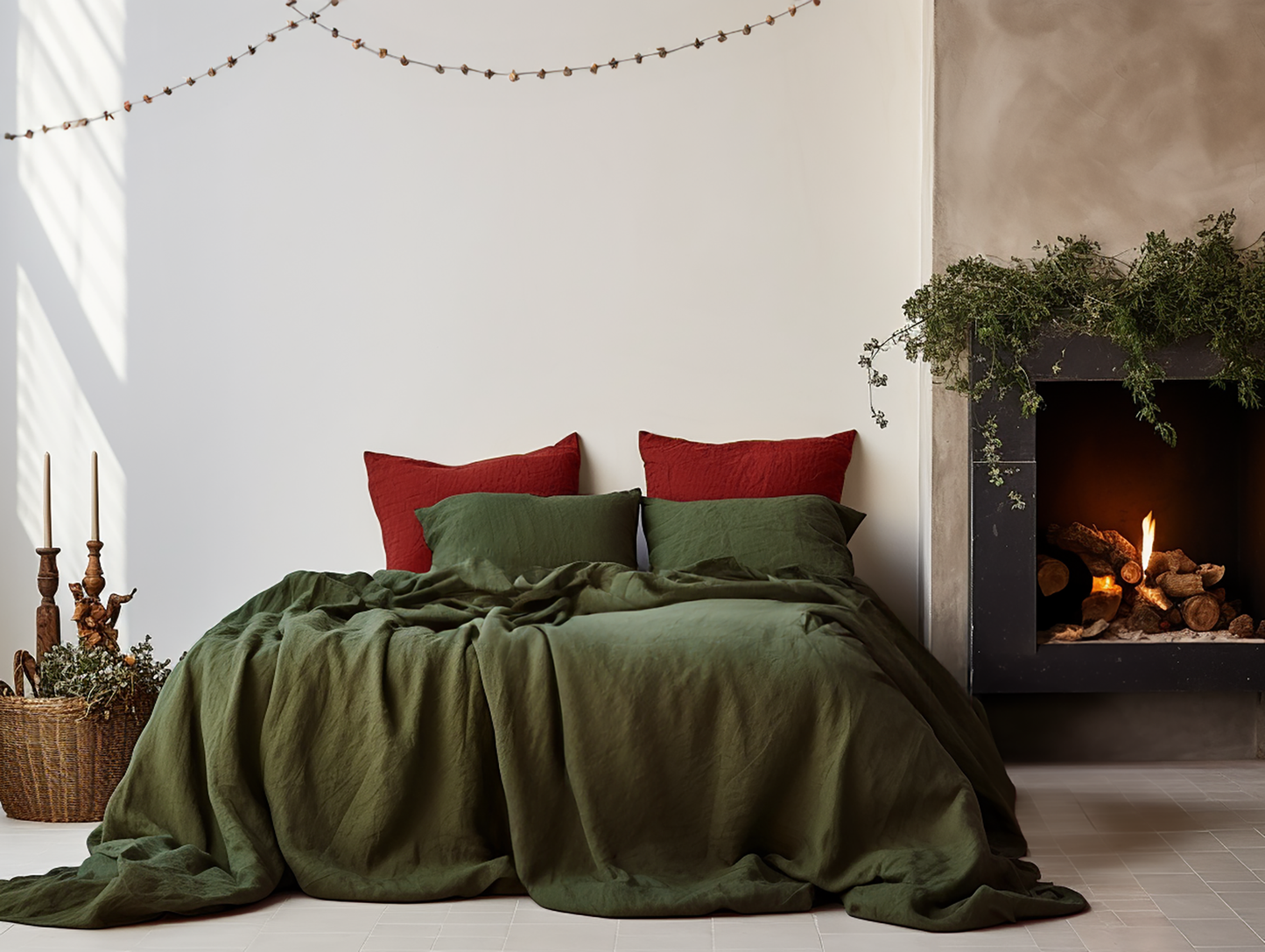 Christmas Dark olive coverlet