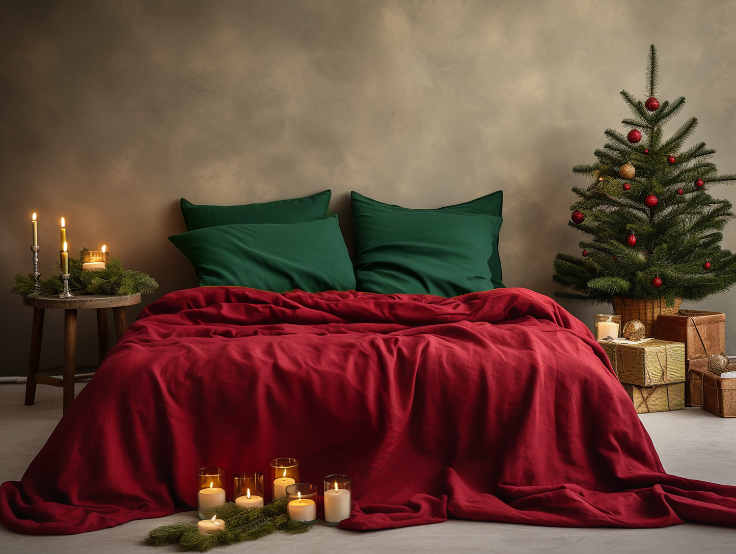 Christmas Maroon coverlet
