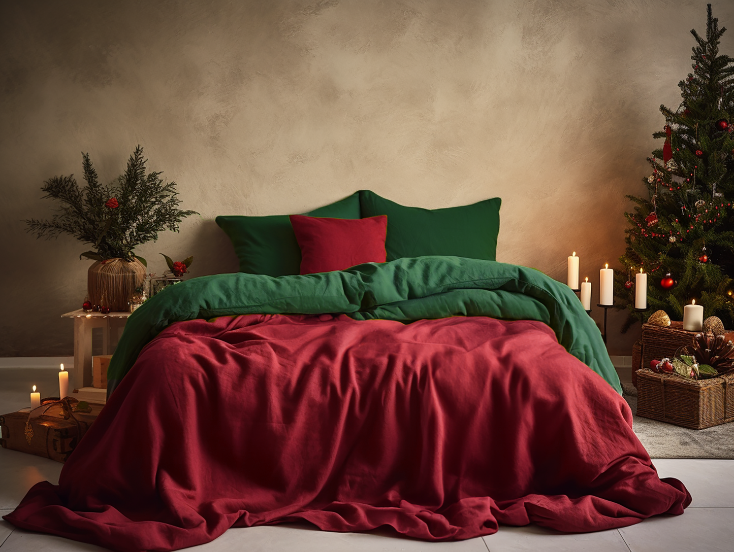 Christmas Maroon coverlet
