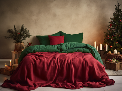 Christmas Maroon coverlet