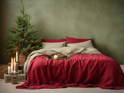 Christmas Maroon coverlet