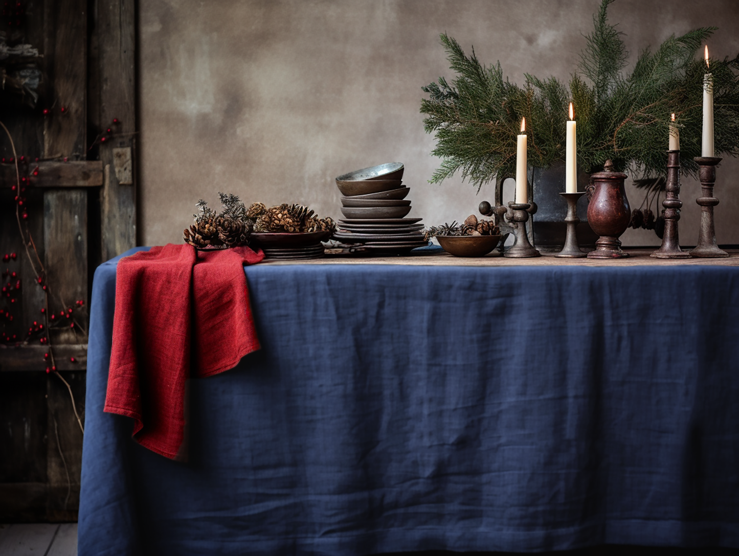 Indigo tablecloth