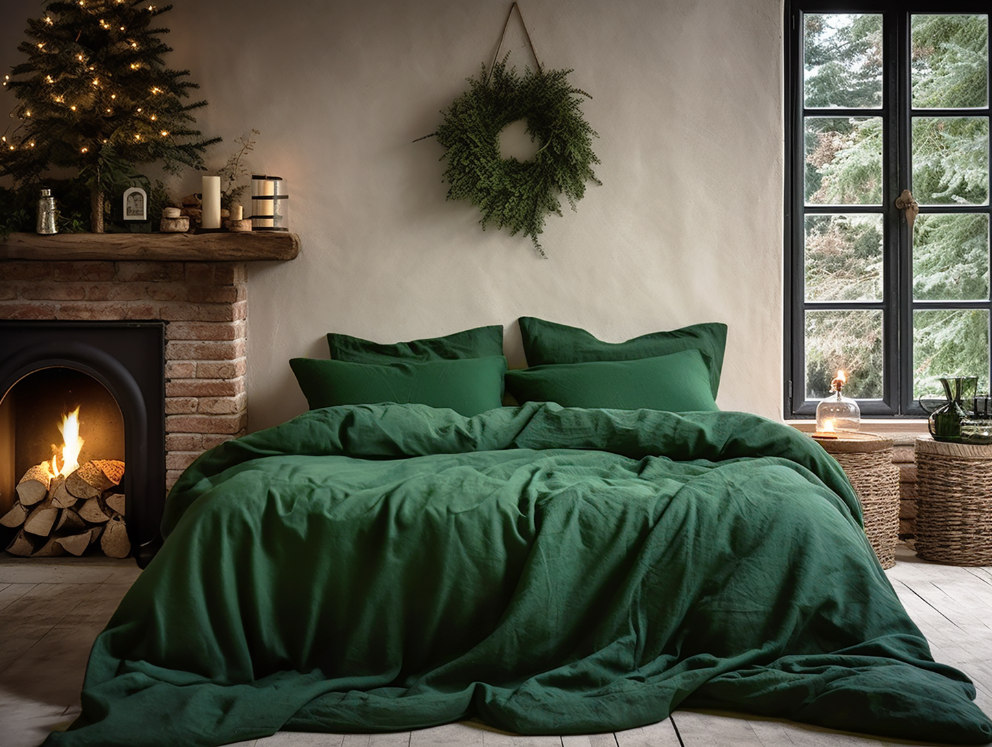Christmas Forest green duvet cover