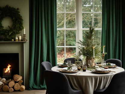 Forest green curtains