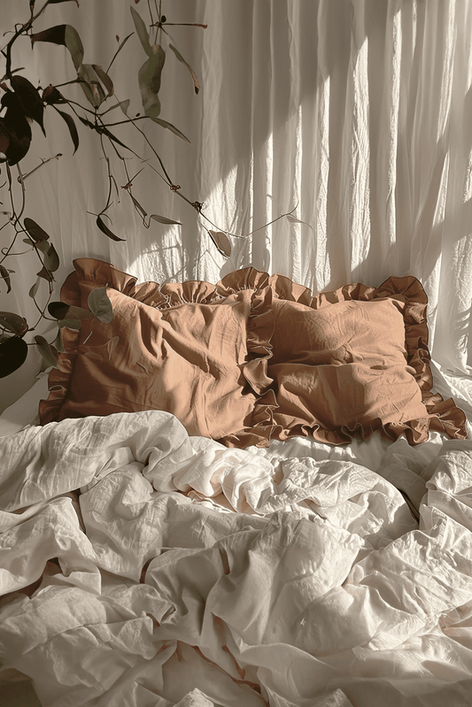 Clay ruffled pillowcase