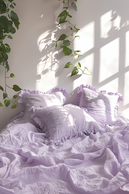 Lilac ruffled pillowcase