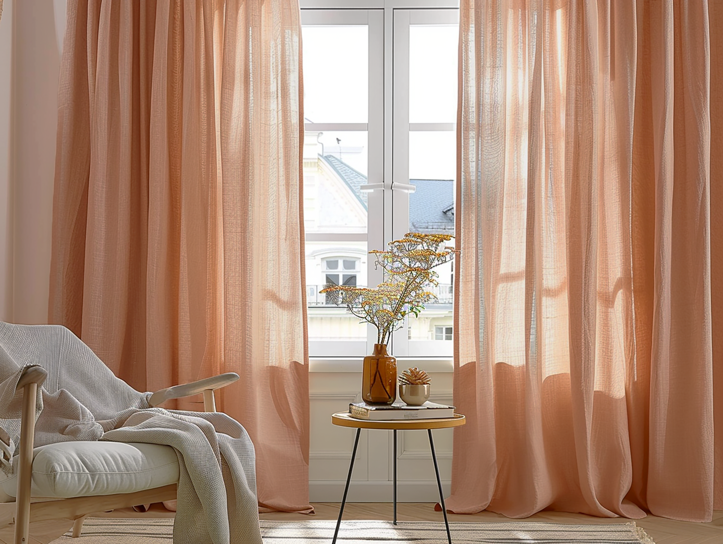 Peach curtains