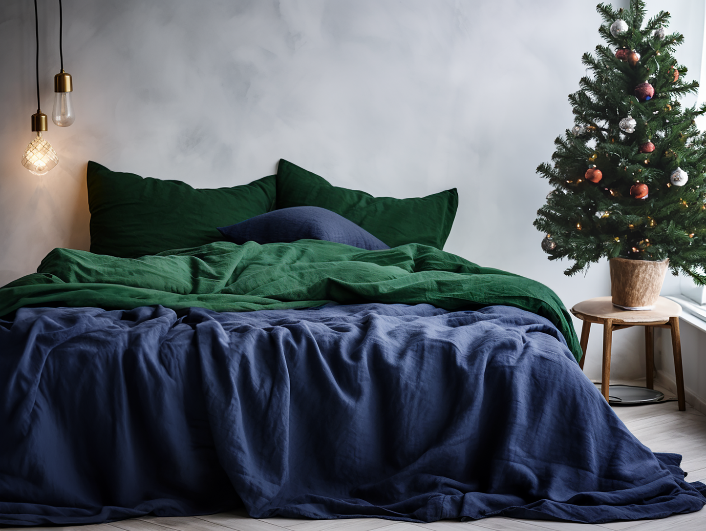 Christmas Indigo coverlet