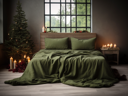 Christmas Dark olive coverlet