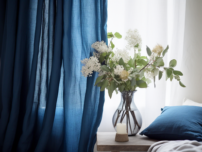 Ocean blue linen curtains