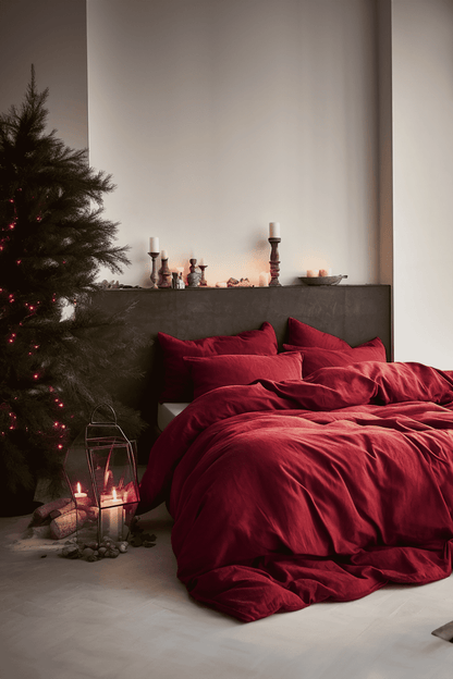 Christmas Maroon duvet cover