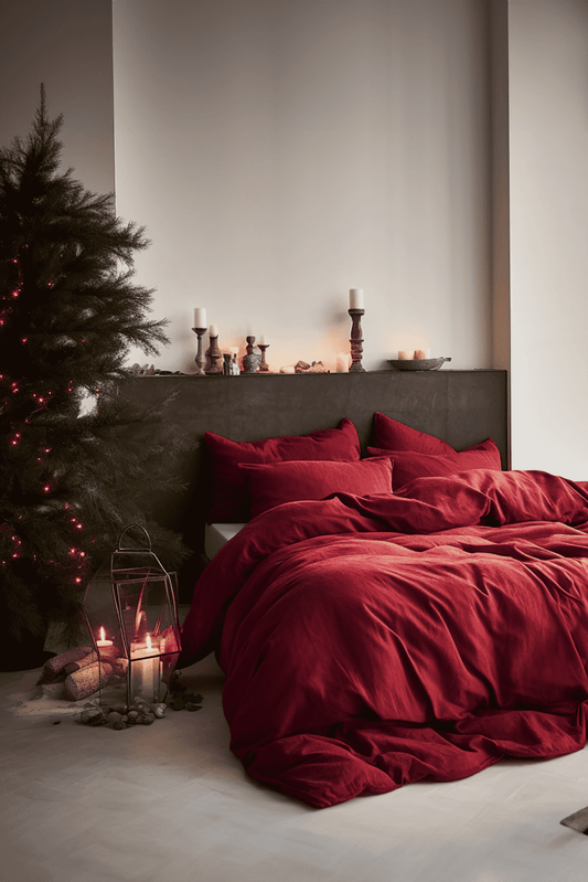 Christmas Maroon duvet cover