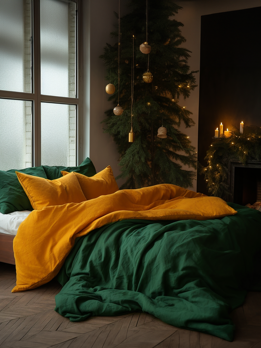 Christmas Forest green coverlet