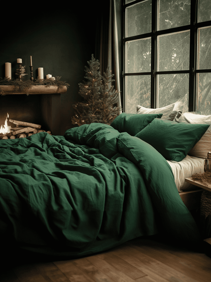 Christmas Forest green duvet cover
