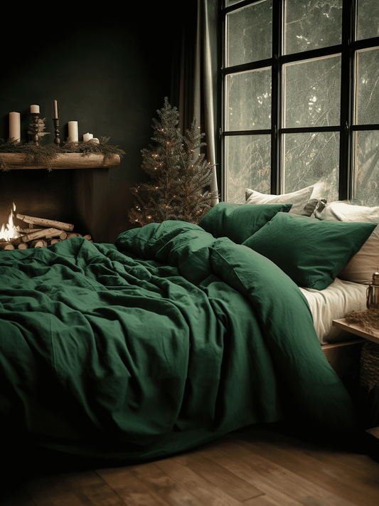 Christmas Forest green duvet cover