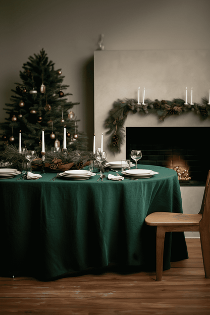 Forest green tablecloth