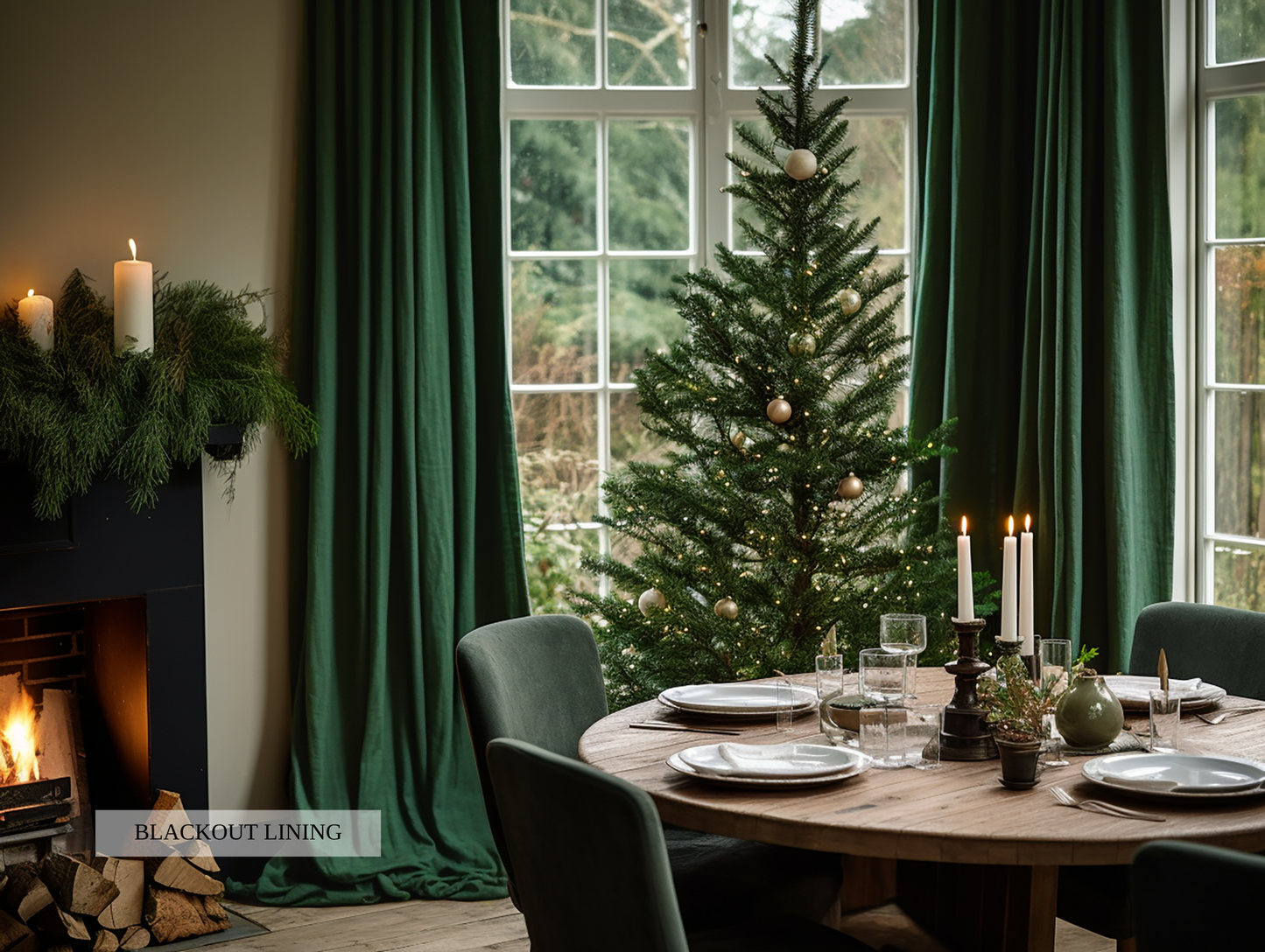 Forest green curtains