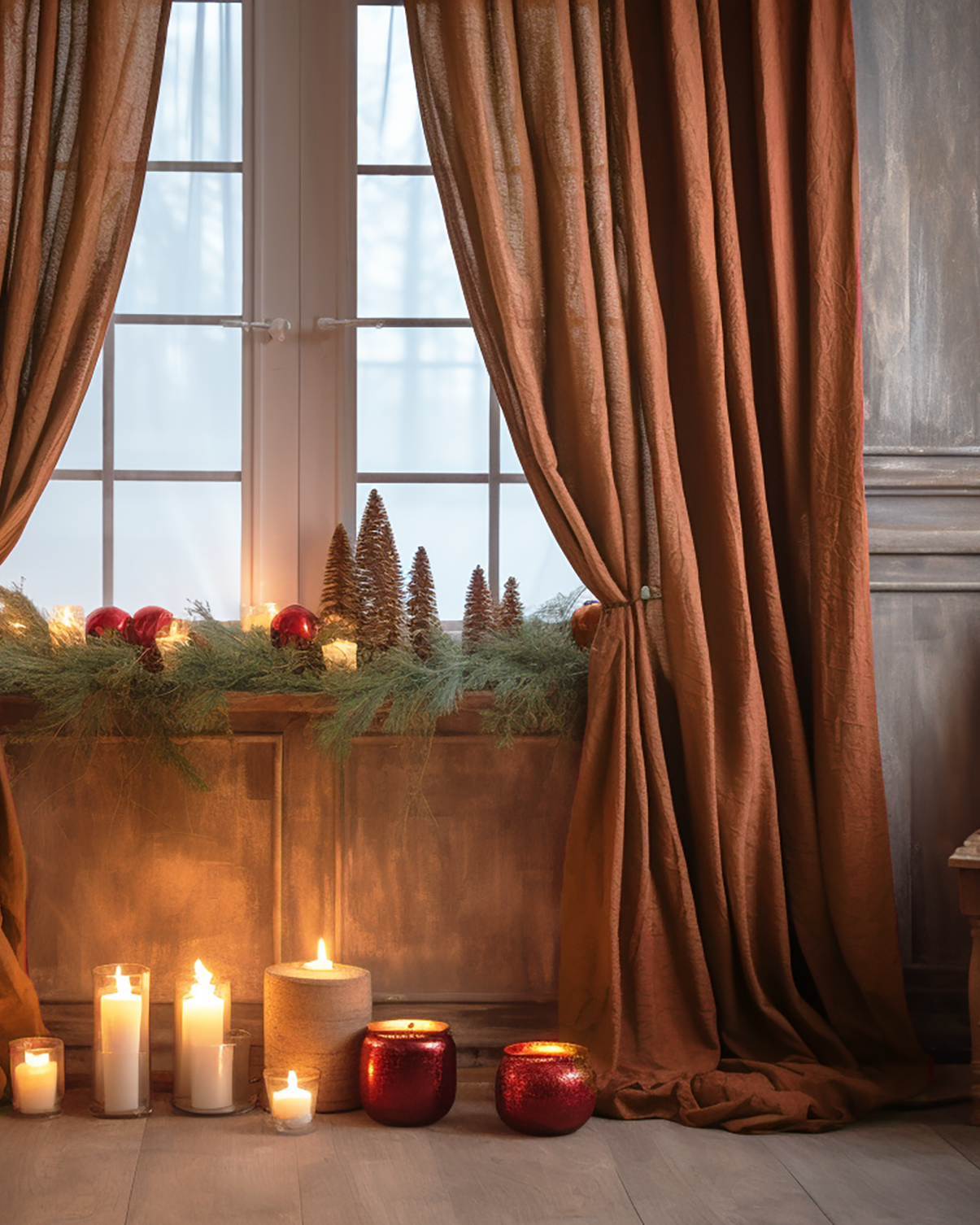 Cinnamon linen curtains